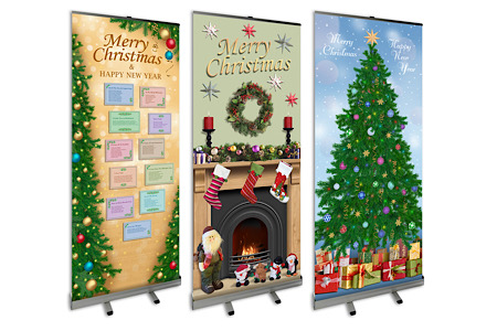 Roll-up for pop-up Christmas banners